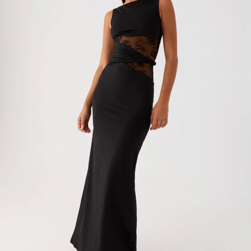 Peppermayo Karma Maxi Dress with Black Lace